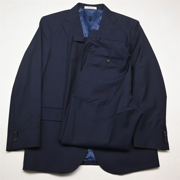 Joseph Abboud Ermengildo Zegna 40R 33x30 Navy Blue 100% Wool Mens Suit